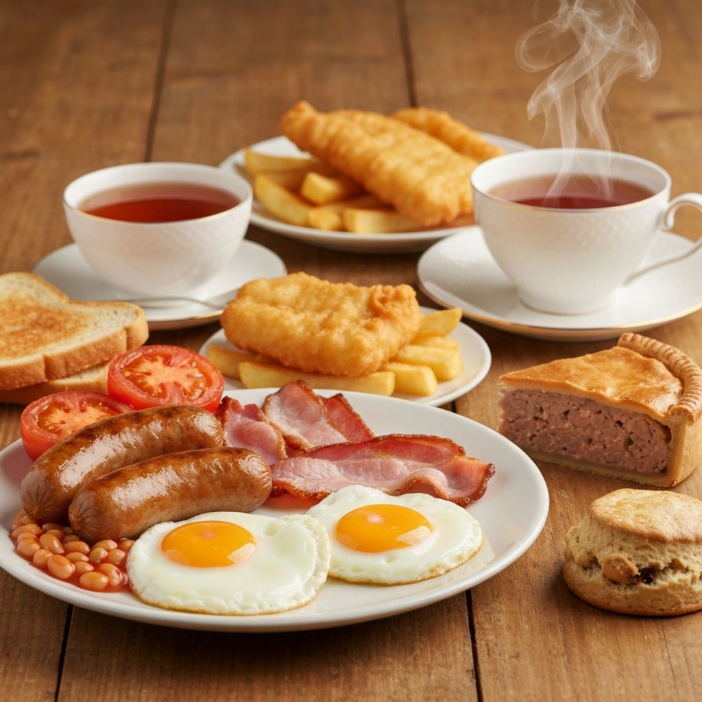 Selection of classic British everyday foods